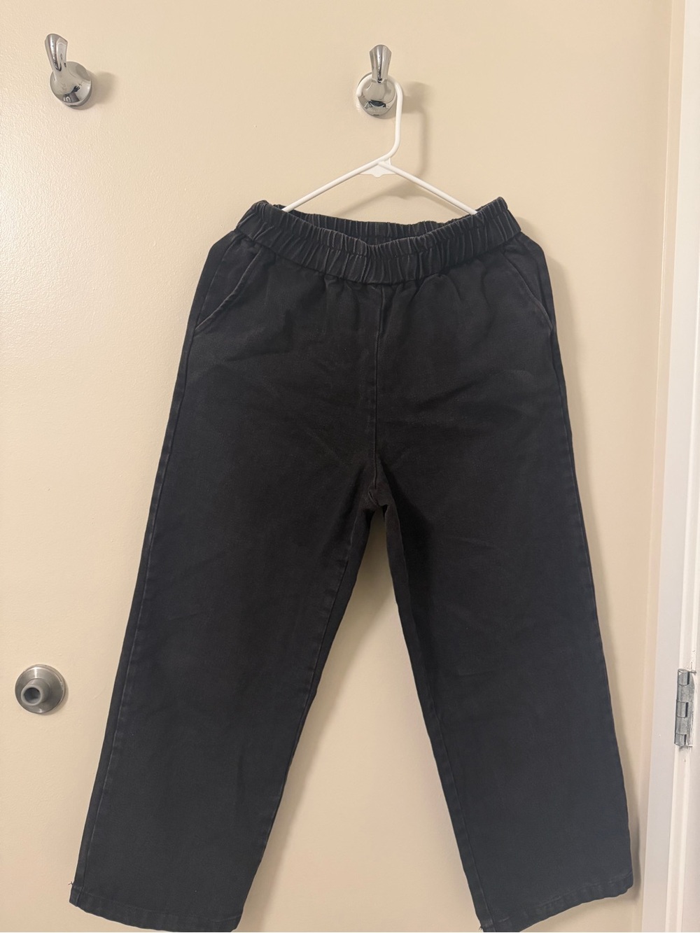 Black Elastic Waist Casual Pants